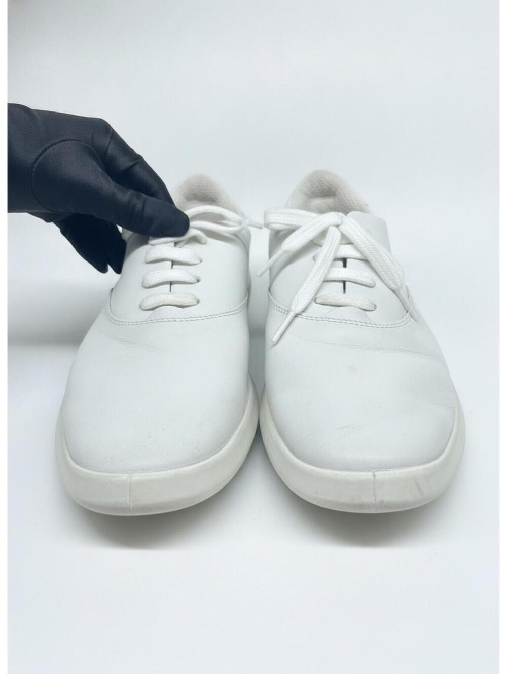 ECCO White Leather Lace-Up Sneakers Size 39 - Picture 3 of 9